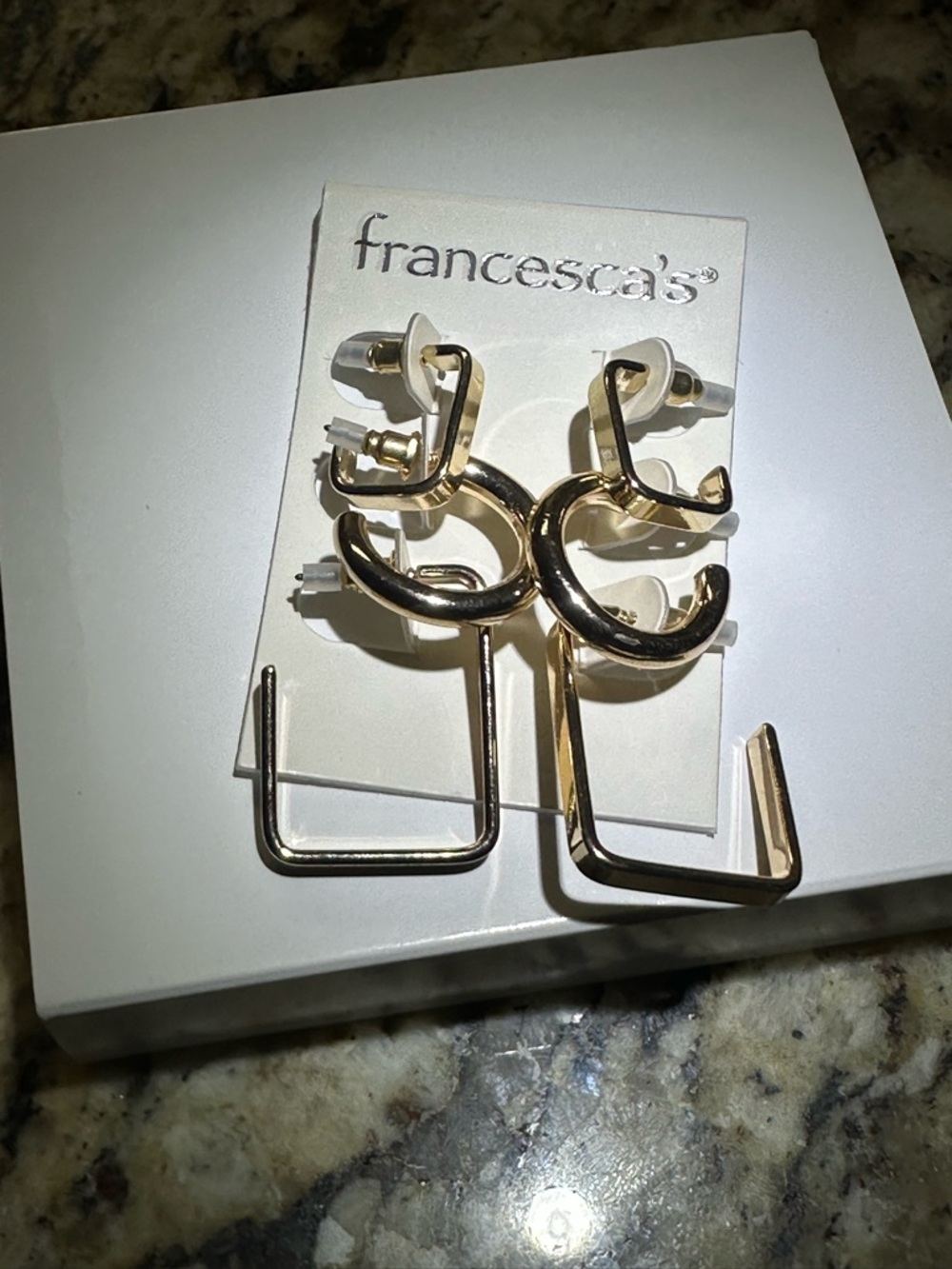 Francesca's Collections Shiny Gold Mixed Geometric Earrings Set